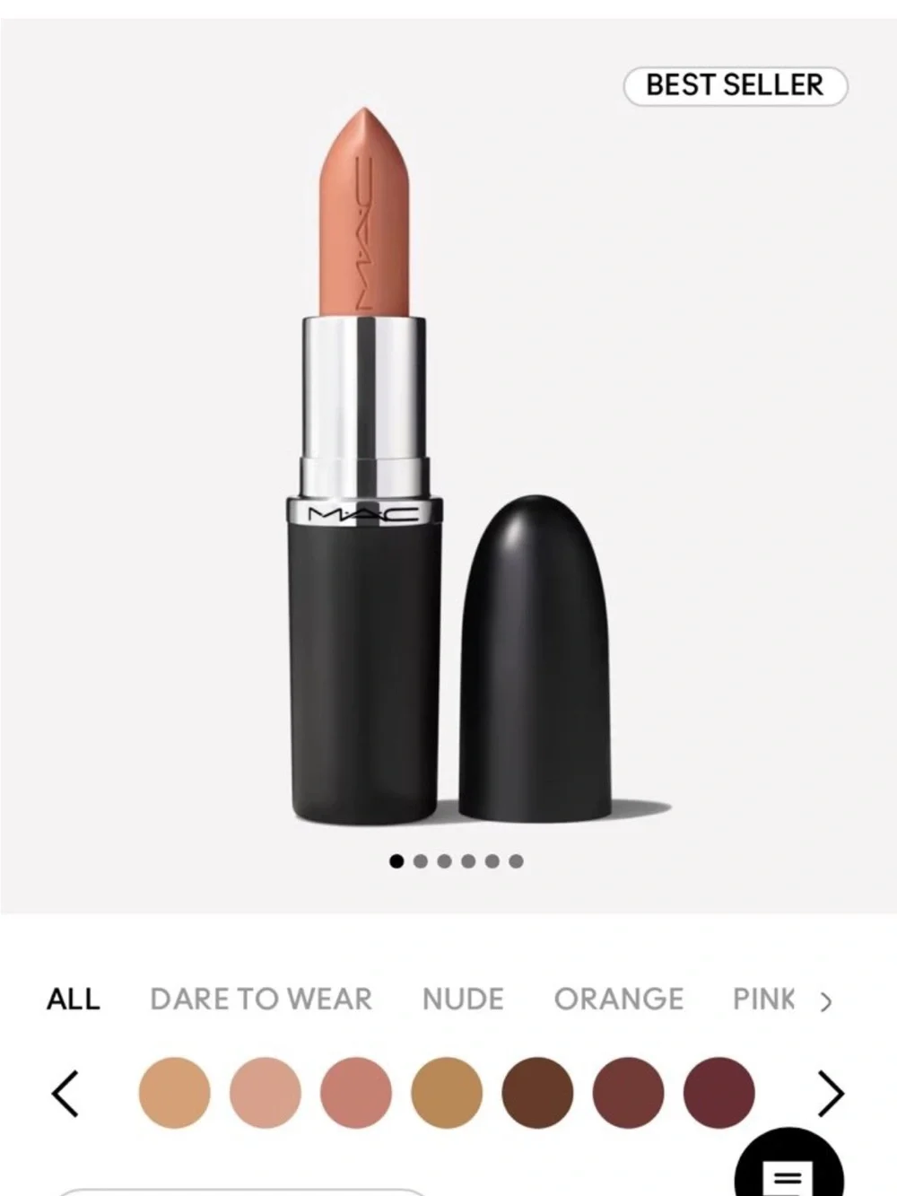 MAC Ximal SATIN LIPSTICK # 833 CREME D'NUDE ~ 0.12 OZ. NIB. Have 8 available!  S